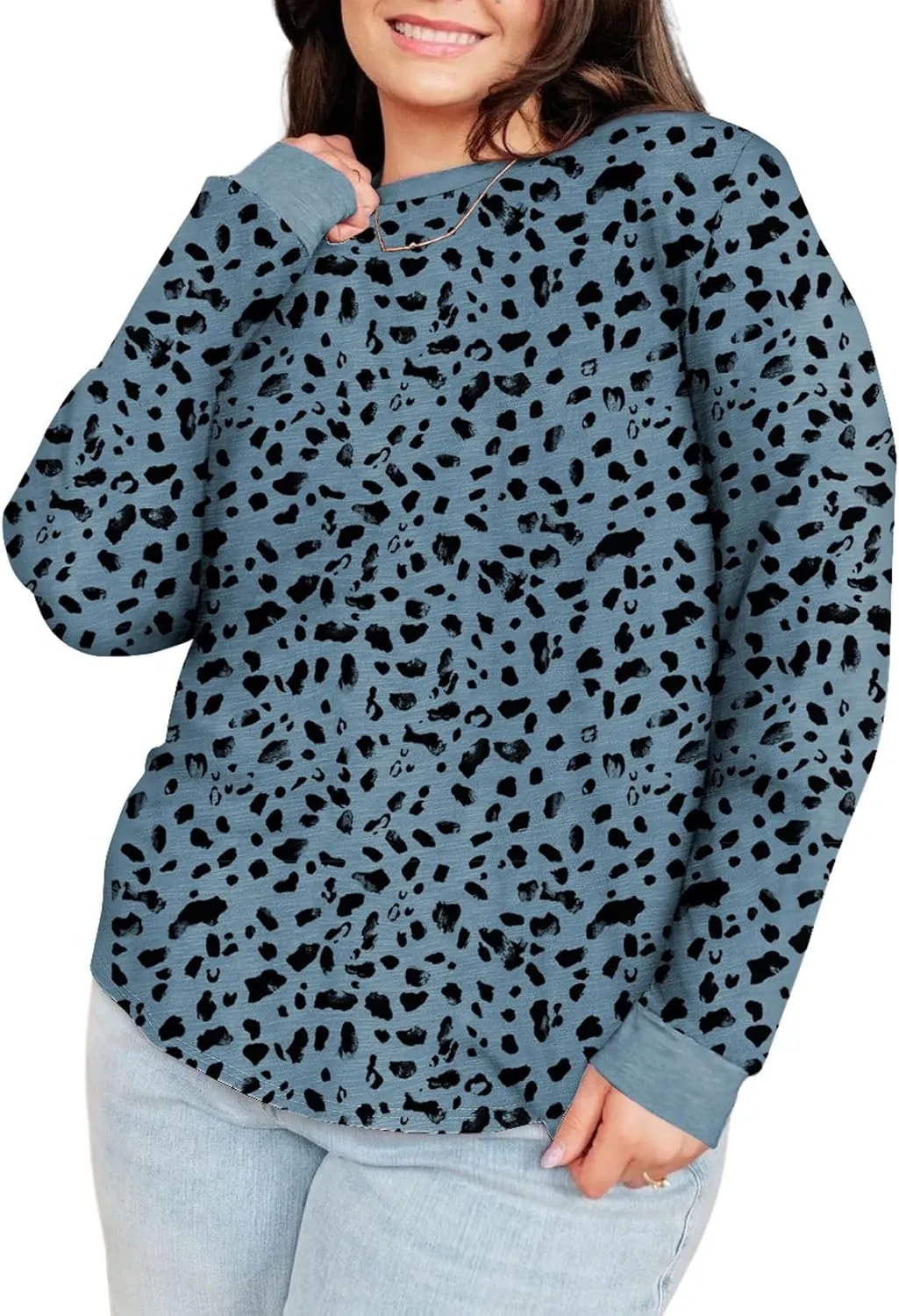 Eytino Plus Size Tops for Women Short Sleeve Crew Neck Polka Dot Print Casual Summer Loose Tee Shirts(1X-5X)