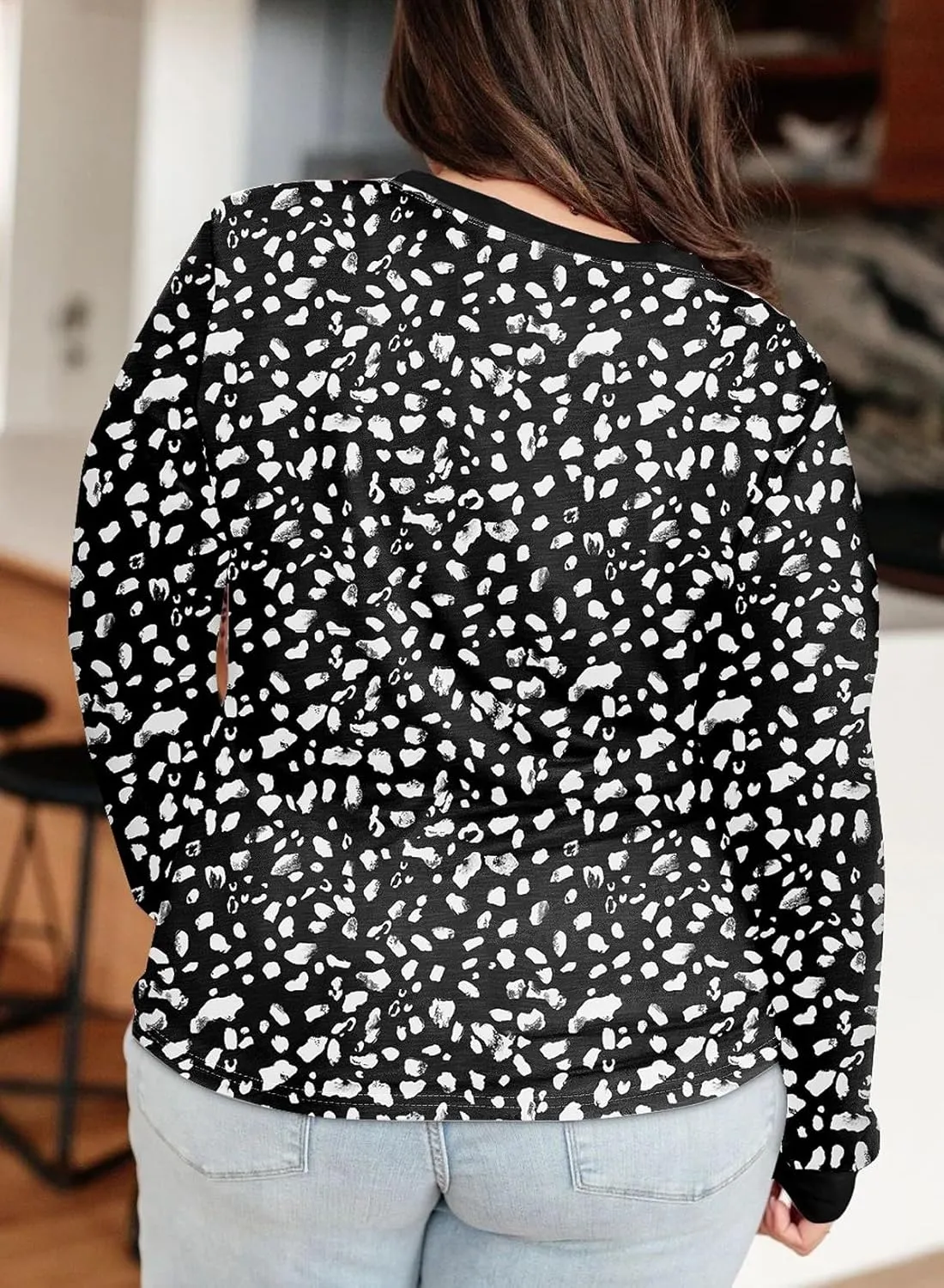 Eytino Plus Size Tops for Women Short Sleeve Crew Neck Polka Dot Print Casual Summer Loose Tee Shirts(1X-5X)