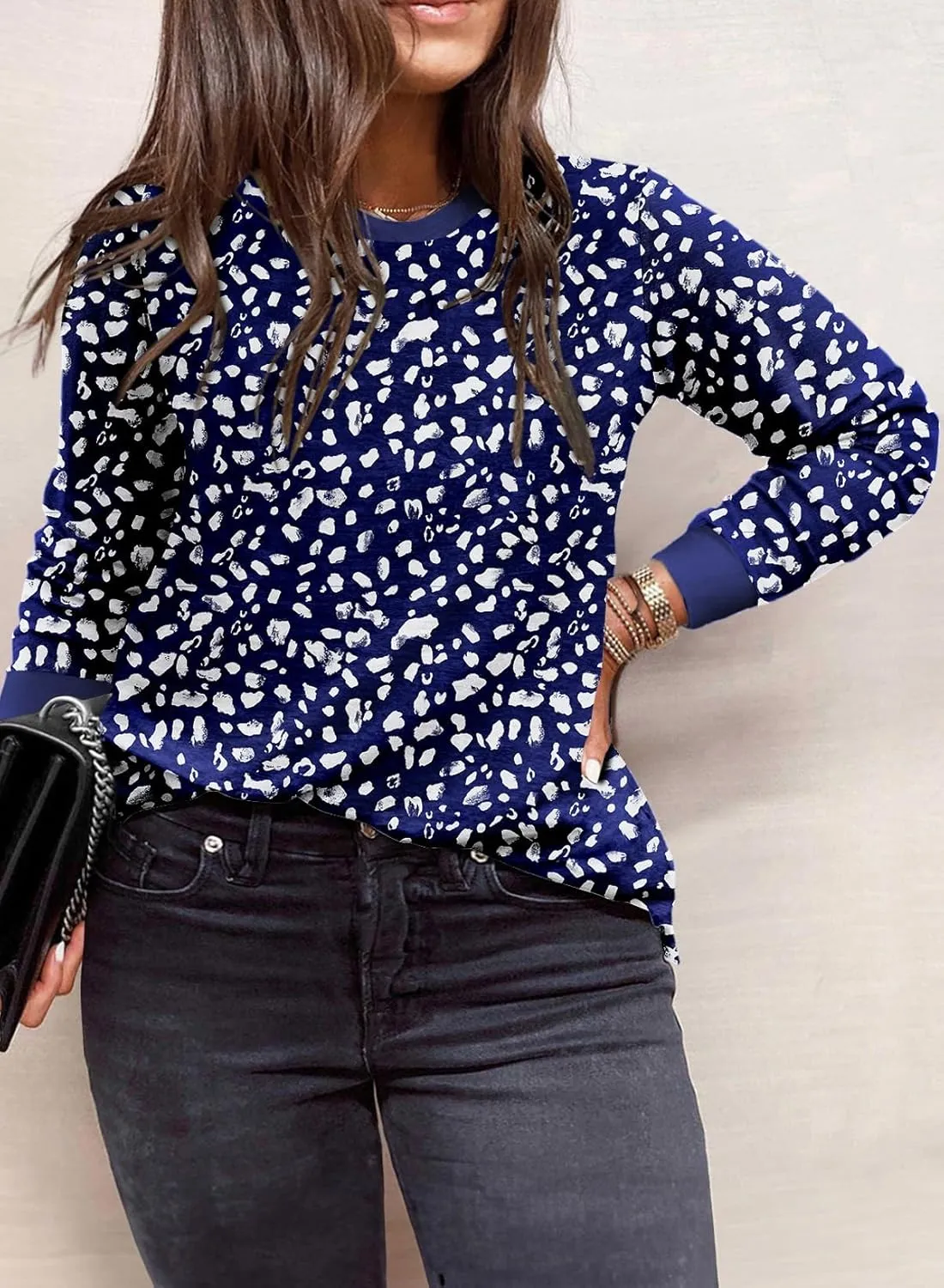 Eytino Plus Size Tops for Women Short Sleeve Crew Neck Polka Dot Print Casual Summer Loose Tee Shirts(1X-5X)
