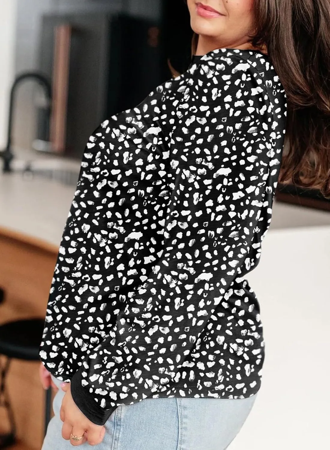 Eytino Plus Size Tops for Women Short Sleeve Crew Neck Polka Dot Print Casual Summer Loose Tee Shirts(1X-5X)