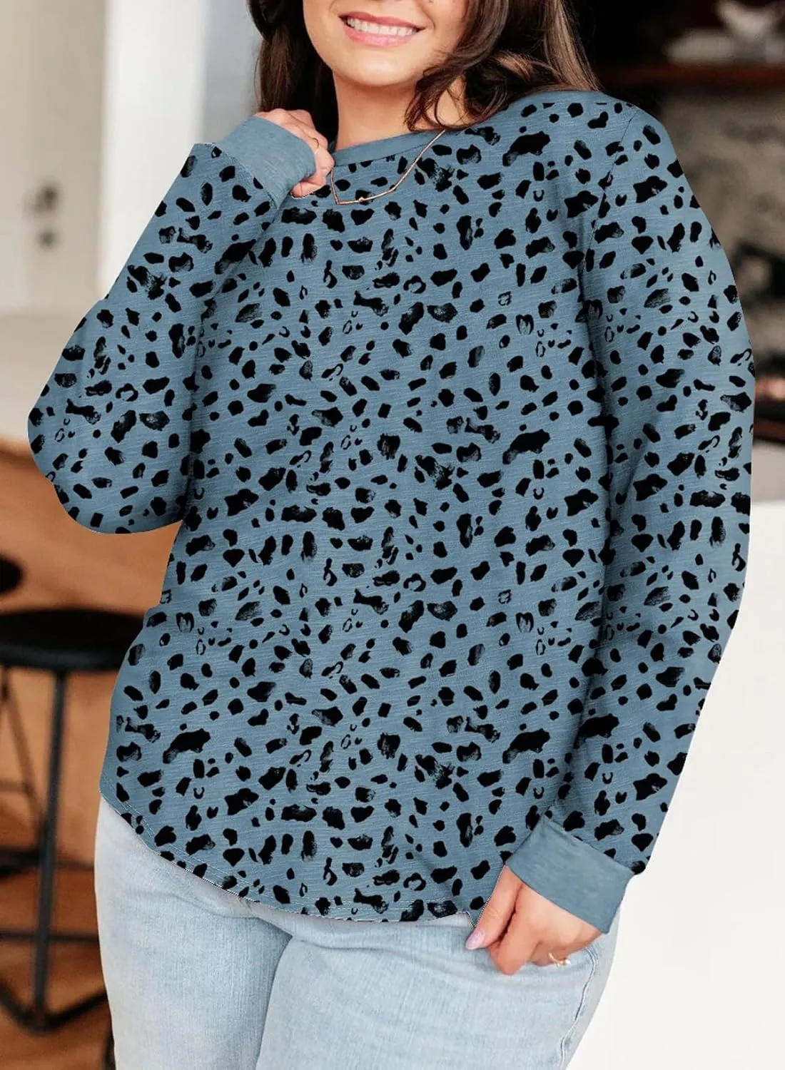Eytino Plus Size Tops for Women Short Sleeve Crew Neck Polka Dot Print Casual Summer Loose Tee Shirts(1X-5X)