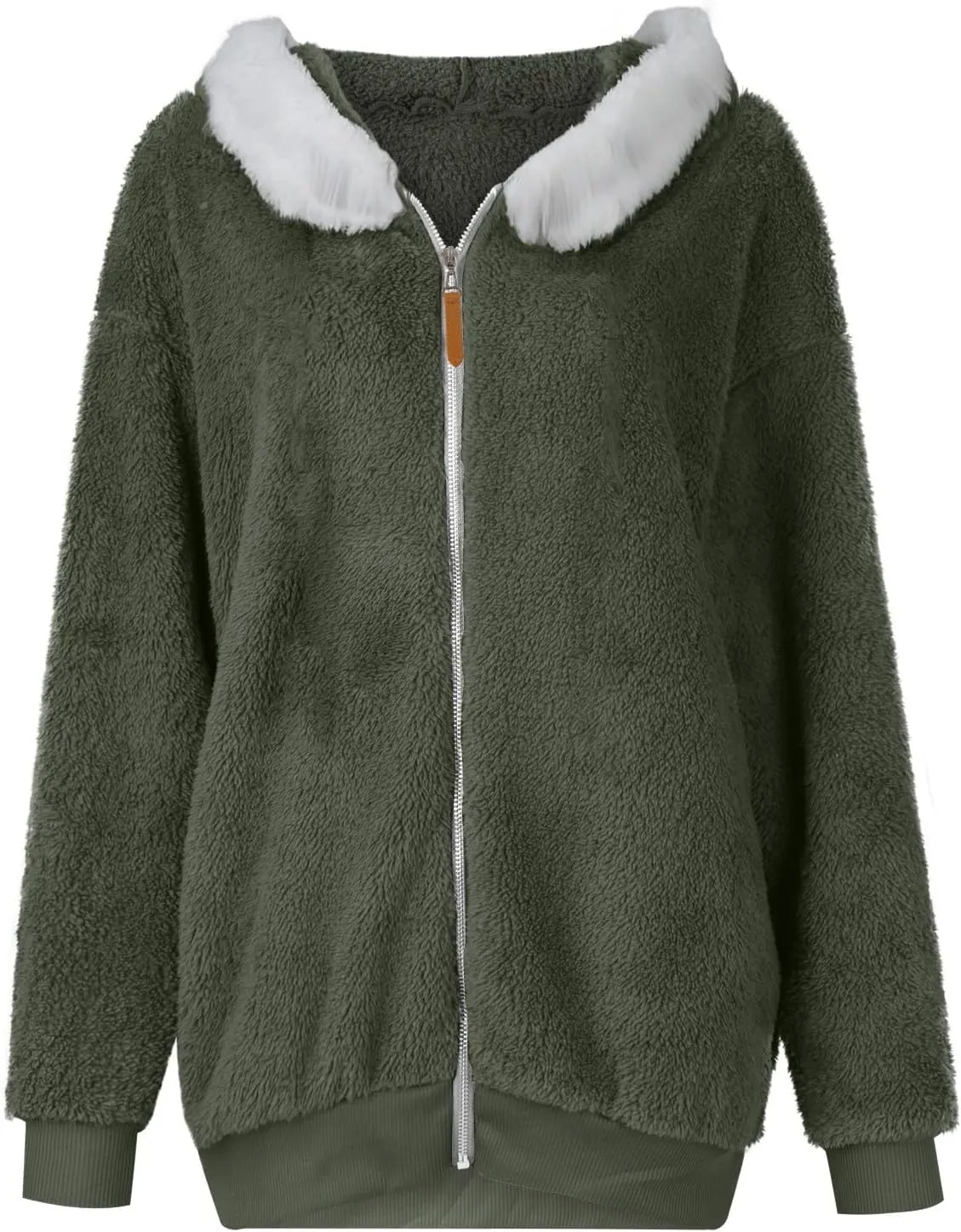 Fall Jackets For Women 2024 Casual Solid Color Loose Plush Zippered Hooded Jacket With Pockets