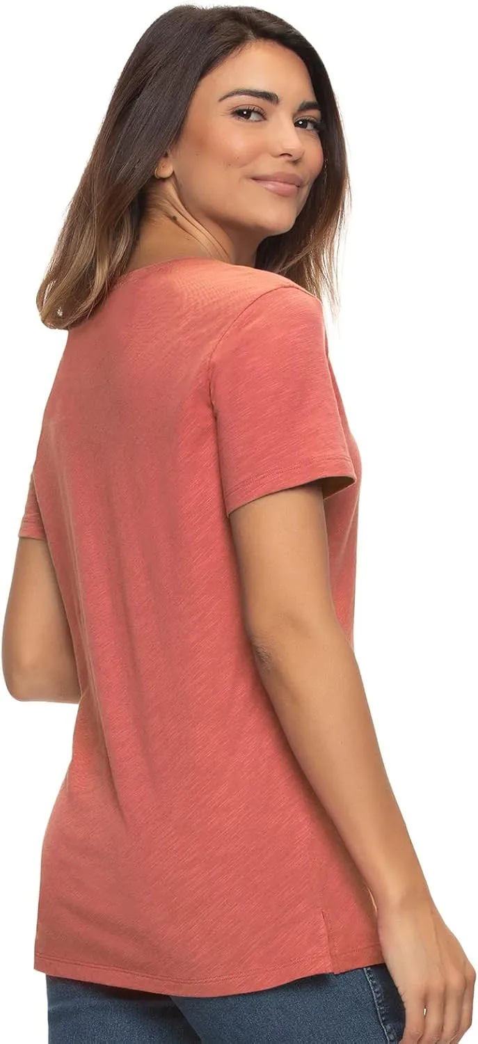 Felina Slub Jersey V-Neck Tee Soft, Lightweight, and Comfortable Short Sleeve T-Shirt for All-Day Wear
