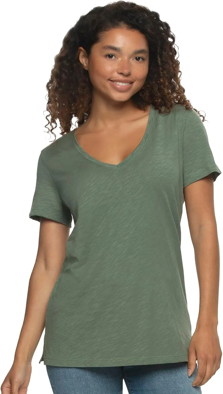 Felina Slub Jersey V-Neck Tee Soft, Lightweight, and Comfortable Short Sleeve T-Shirt for All-Day Wear
