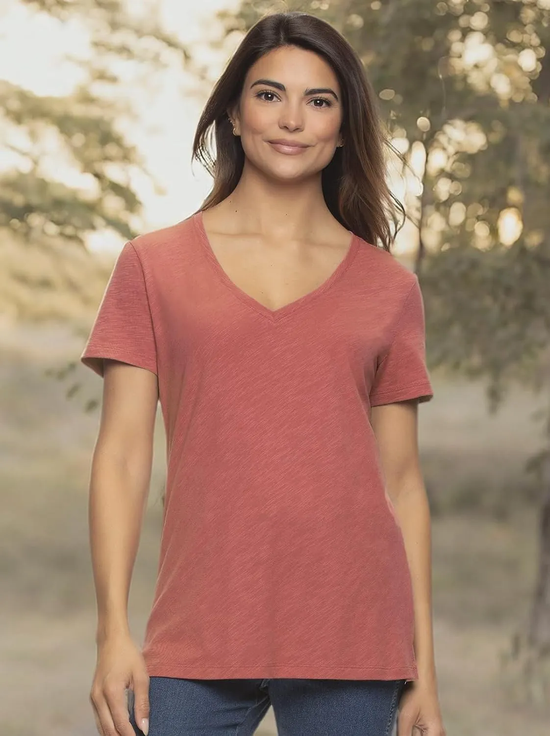 Felina Slub Jersey V-Neck Tee Soft, Lightweight, and Comfortable Short Sleeve T-Shirt for All-Day Wear