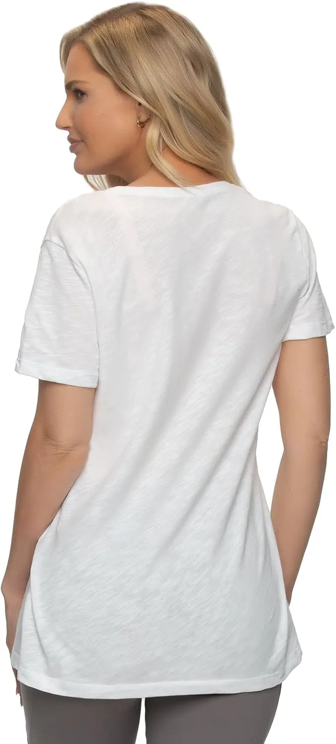 Felina Slub Jersey V-Neck Tee Soft, Lightweight, and Comfortable Short Sleeve T-Shirt for All-Day Wear