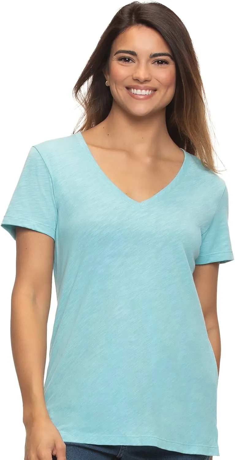 Felina Slub Jersey V-Neck Tee Soft, Lightweight, and Comfortable Short Sleeve T-Shirt for All-Day Wear