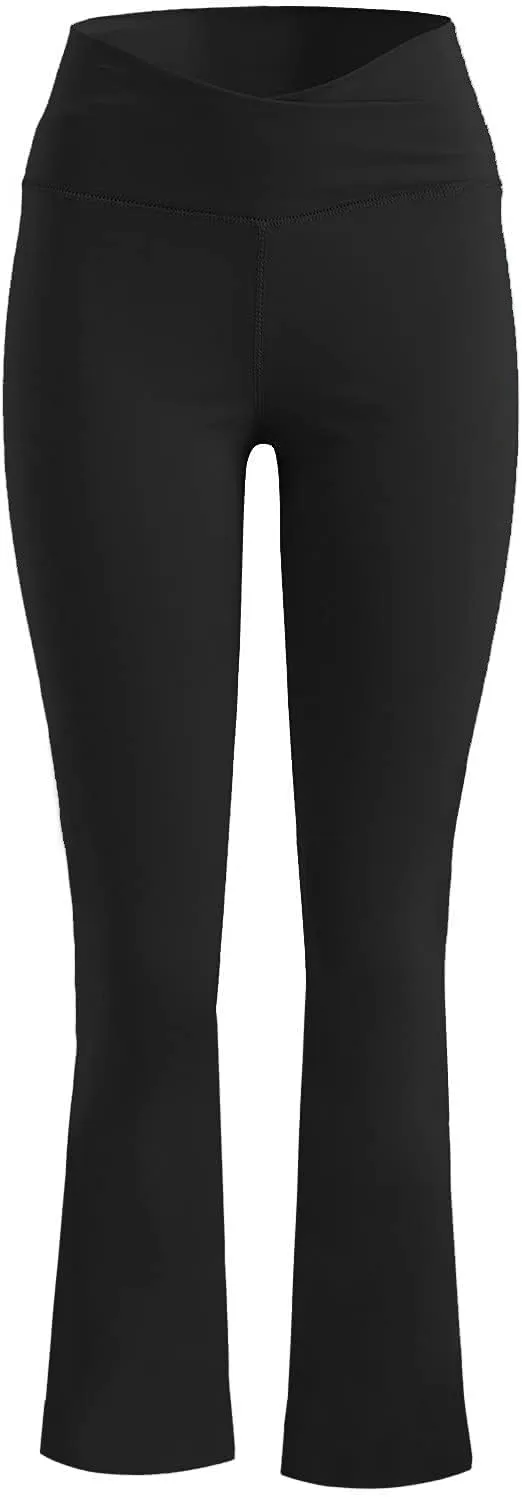 Flare Yoga Pants for Women 2024 Fashion Crossover High Waisted Tummy Control Leggings Gym Fitness Workout Trousers