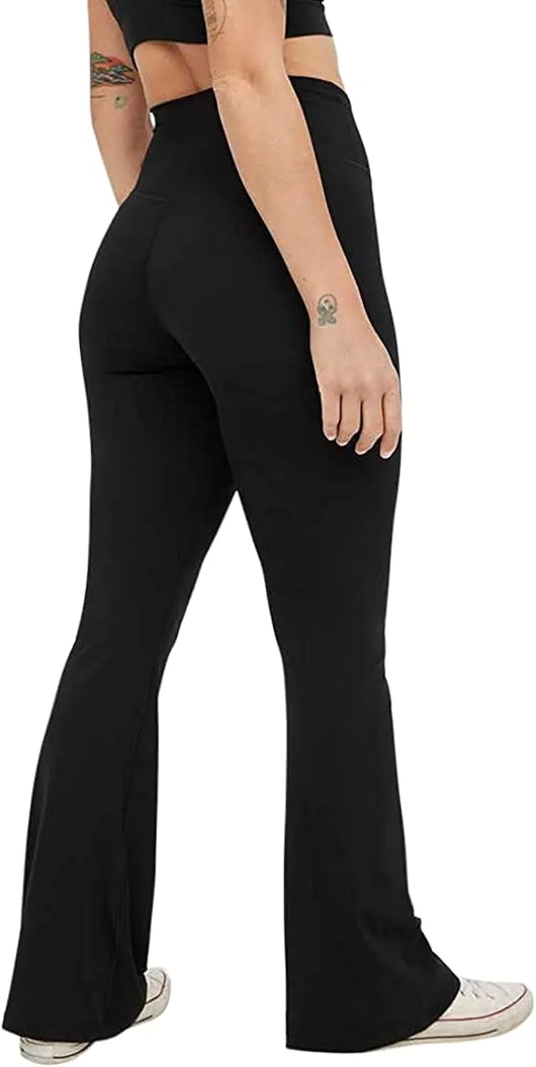 Flare Yoga Pants for Women 2024 Fashion Crossover High Waisted Tummy Control Leggings Gym Fitness Workout Trousers
