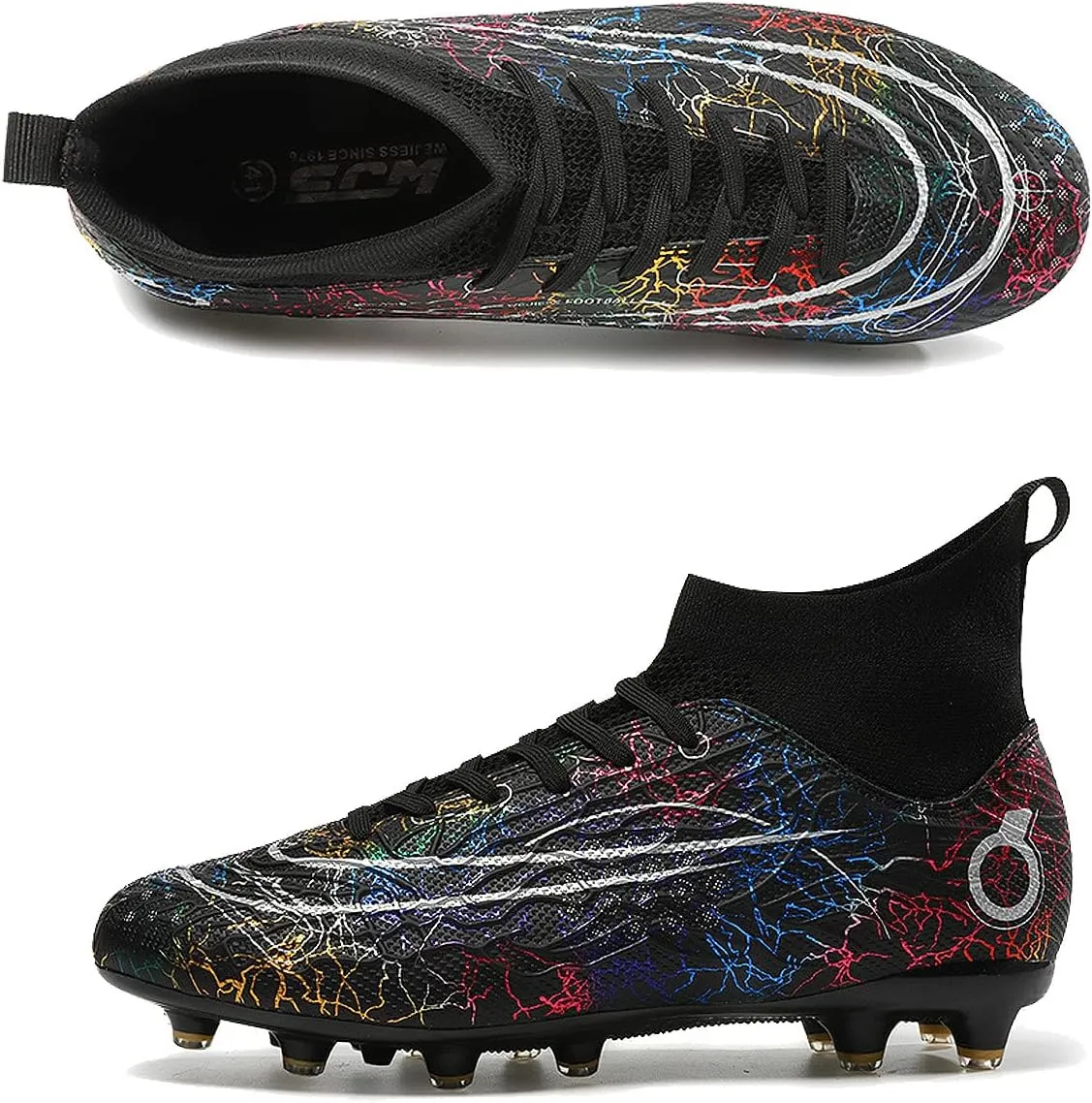 FLIOZY Mens High-Top Soccer Boots Big Kids Professional Training Shoes Athletic Soccer Shoes Turf Shoes Outdoor Football Shoes Sneaker