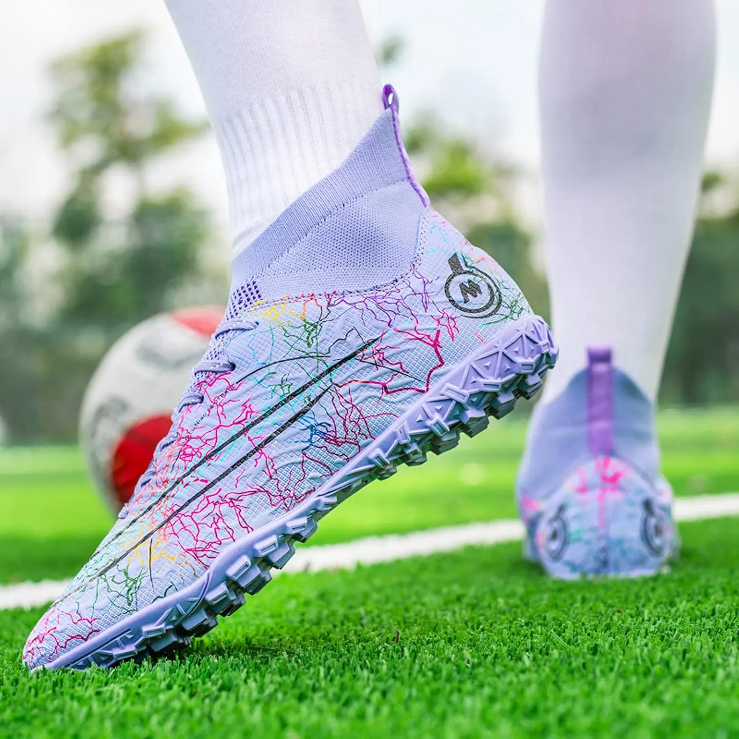 FLIOZY Mens High-Top Soccer Boots Big Kids Professional Training Shoes Athletic Soccer Shoes Turf Shoes Outdoor Football Shoes Sneaker