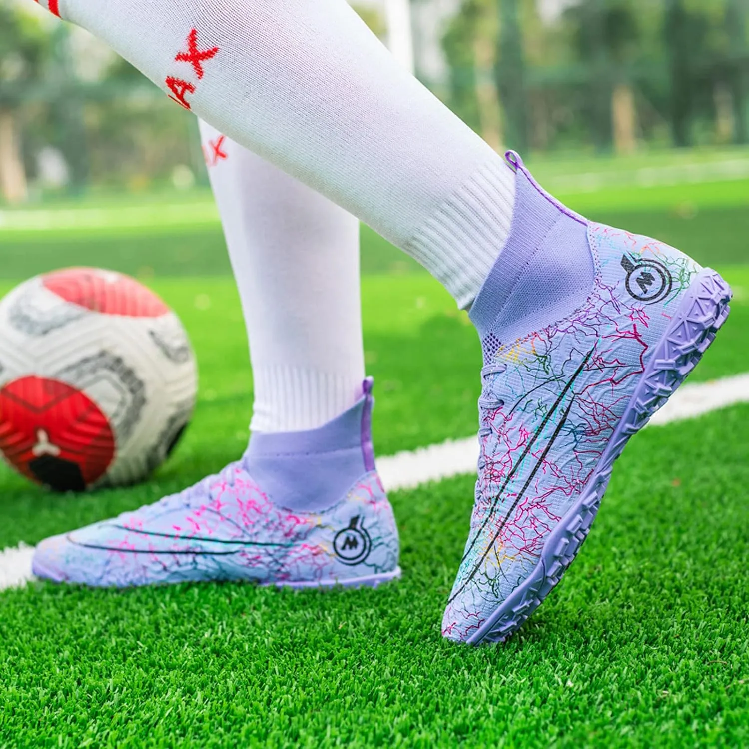 FLIOZY Mens High-Top Soccer Boots Big Kids Professional Training Shoes Athletic Soccer Shoes Turf Shoes Outdoor Football Shoes Sneaker