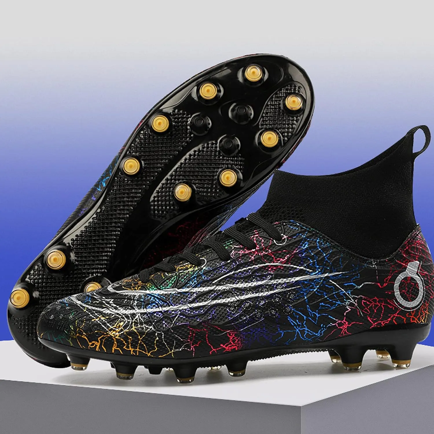 FLIOZY Mens High-Top Soccer Boots Big Kids Professional Training Shoes Athletic Soccer Shoes Turf Shoes Outdoor Football Shoes Sneaker