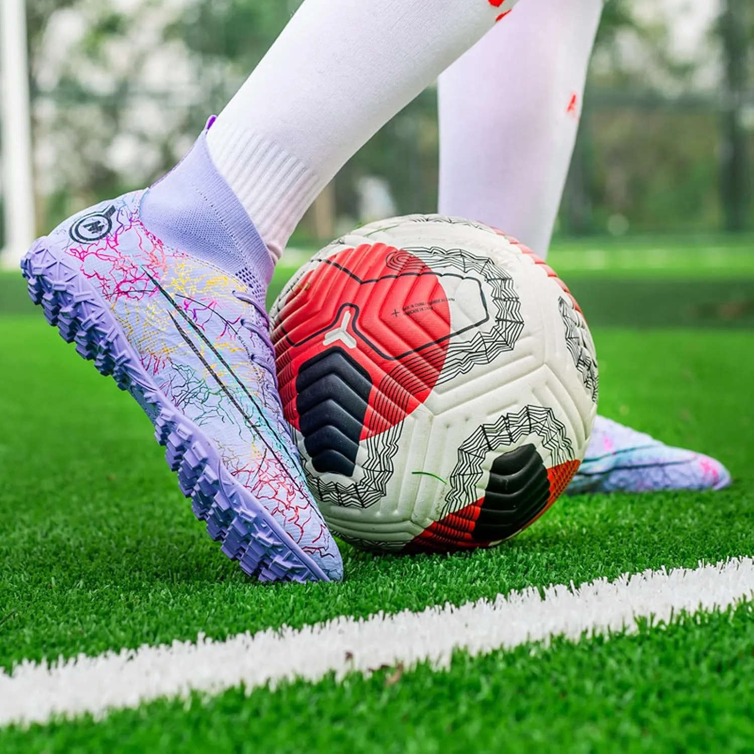 FLIOZY Mens High-Top Soccer Boots Big Kids Professional Training Shoes Athletic Soccer Shoes Turf Shoes Outdoor Football Shoes Sneaker