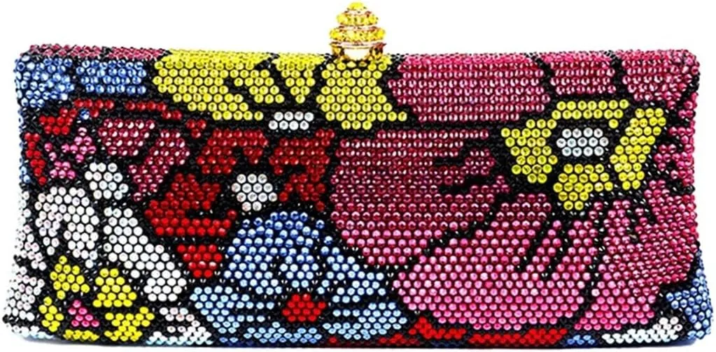 Flower Crystal Clutch Evening Bag Elegant Floral Wedding Purse Rhinestone Formal Cluth Handbag for Women Party Prom