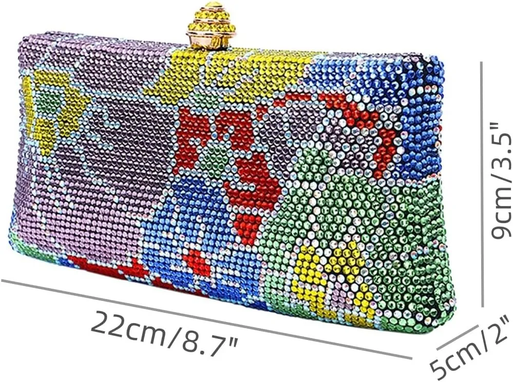Flower Crystal Clutch Evening Bag Elegant Floral Wedding Purse Rhinestone Formal Cluth Handbag for Women Party Prom