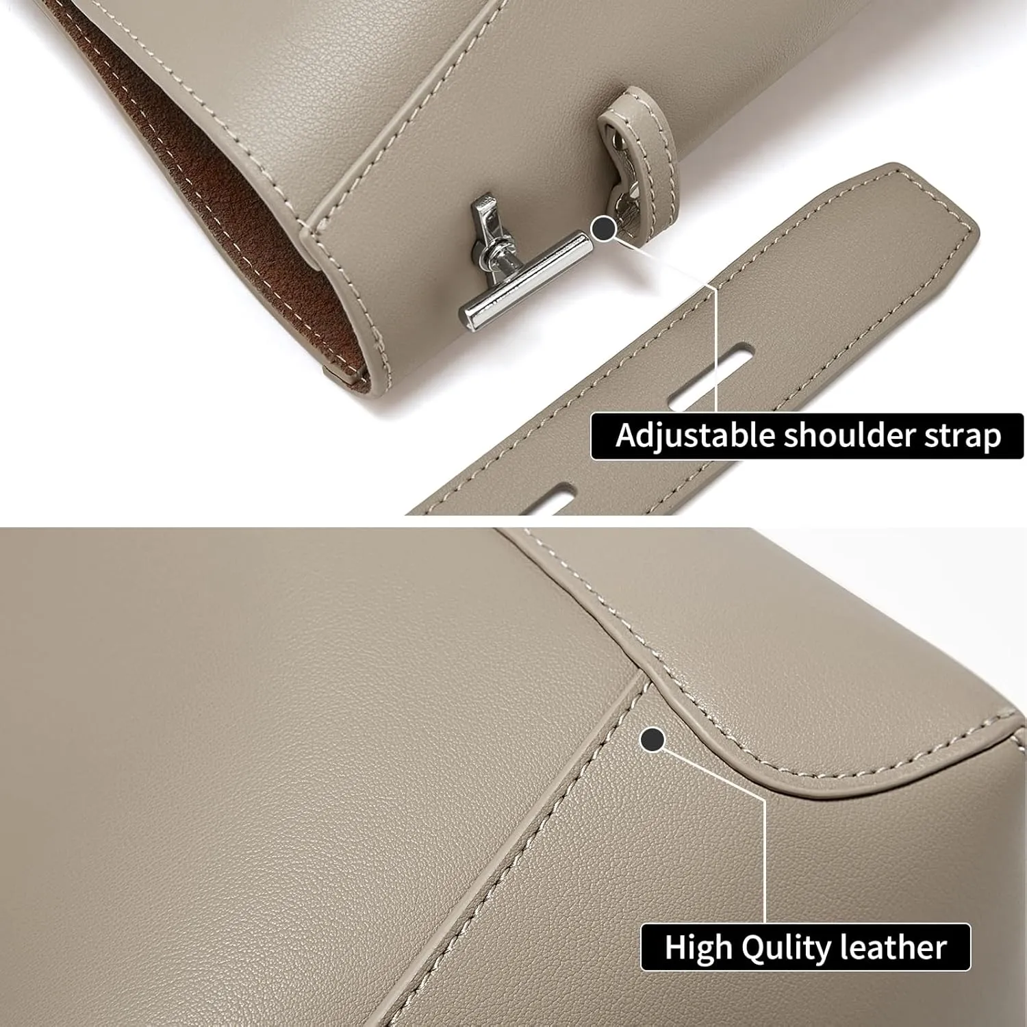 FOXLOVER Leather Bucket Tote Purse for Women Designer Tote Bag and Handbags Shoulder Bag with Pockets and Magnetic Snap