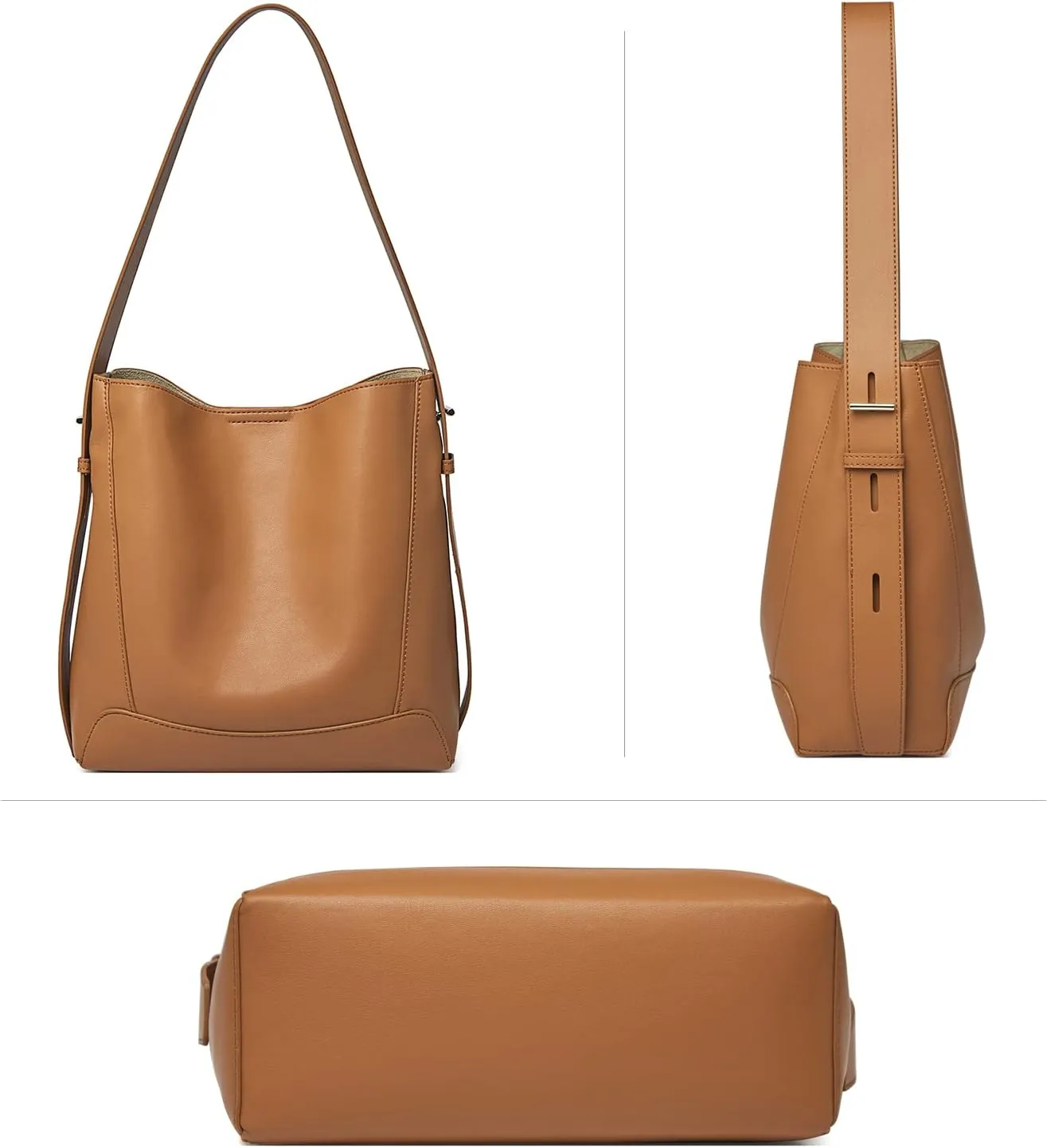 FOXLOVER Leather Bucket Tote Purse for Women Designer Tote Bag and Handbags Shoulder Bag with Pockets and Magnetic Snap