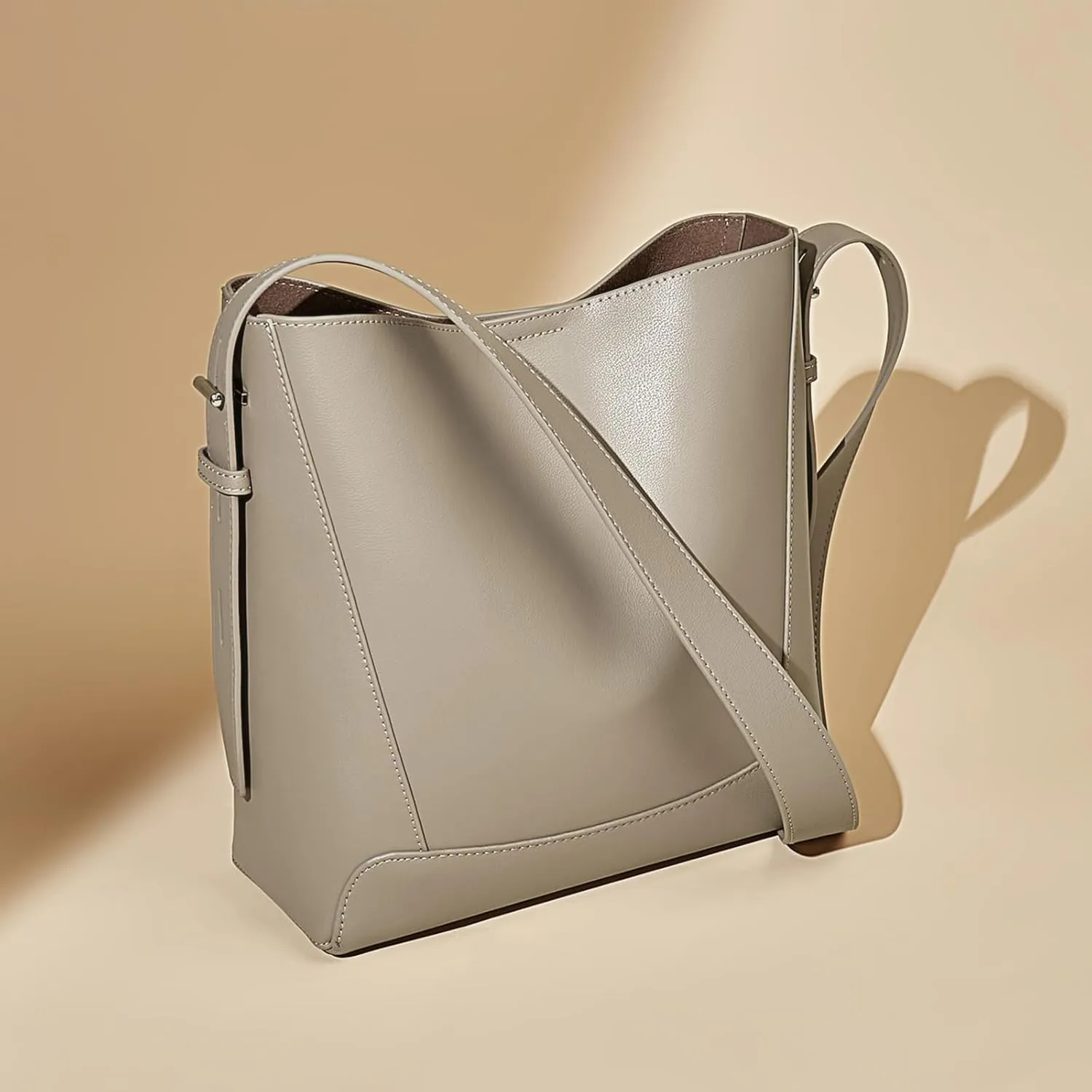 FOXLOVER Leather Bucket Tote Purse for Women Designer Tote Bag and Handbags Shoulder Bag with Pockets and Magnetic Snap