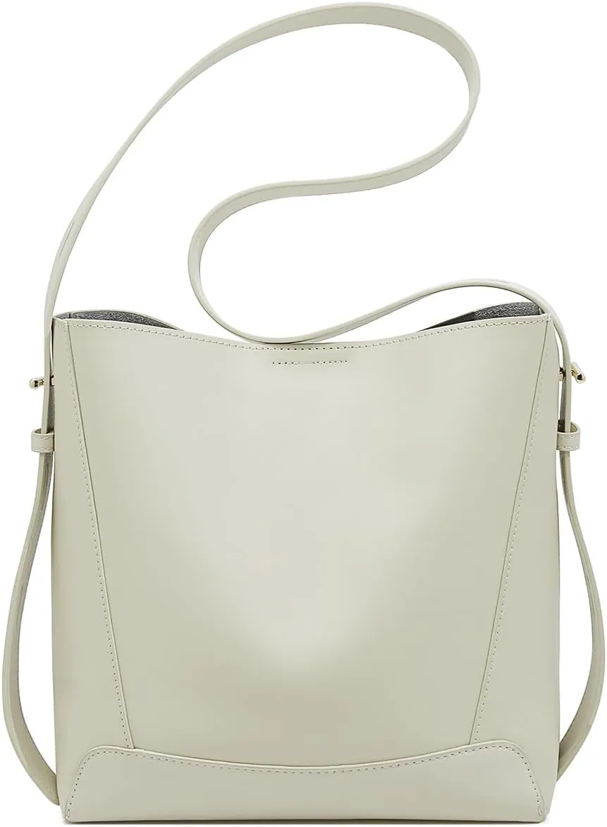 FOXLOVER Leather Bucket Tote Purse for Women Designer Tote Bag and Handbags Shoulder Bag with Pockets and Magnetic Snap