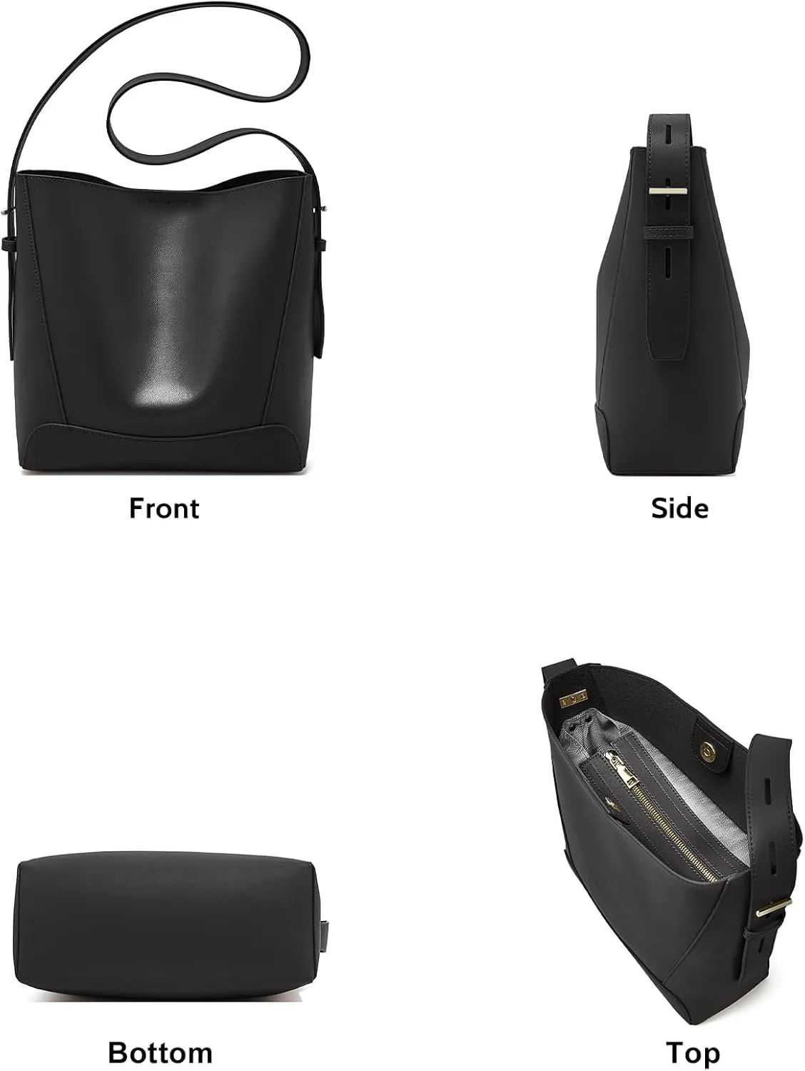FOXLOVER Leather Bucket Tote Purse for Women Designer Tote Bag and Handbags Shoulder Bag with Pockets and Magnetic Snap