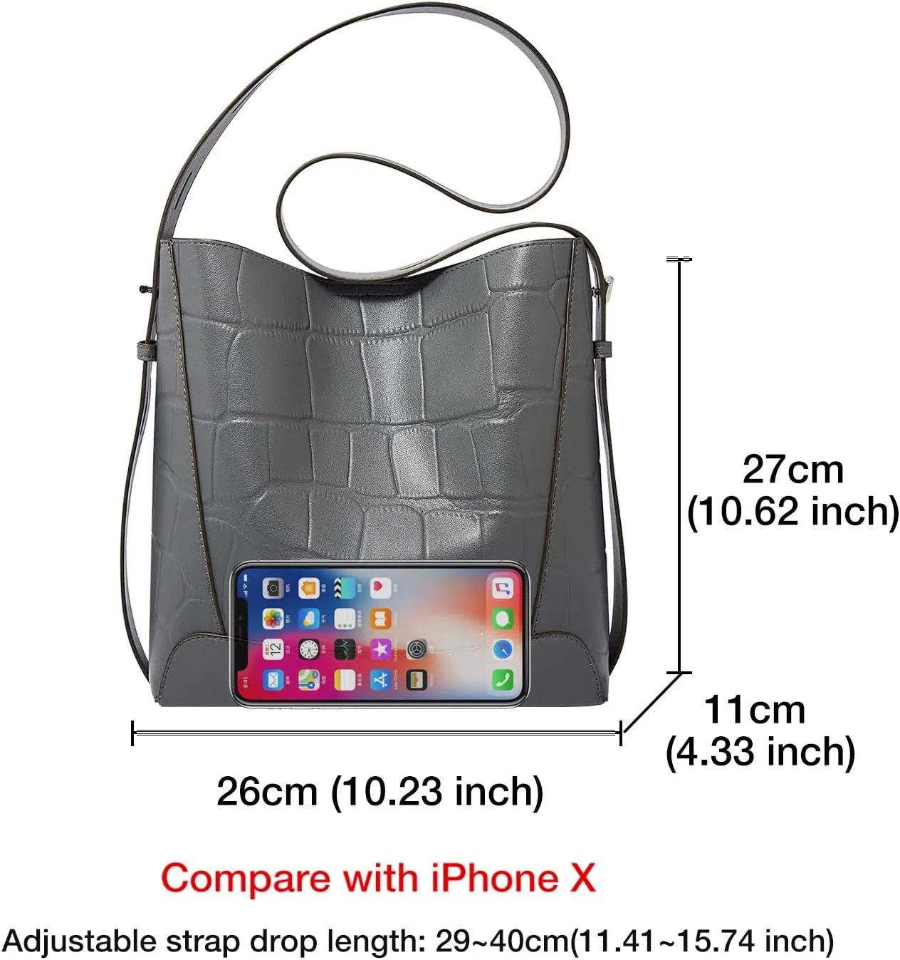 FOXLOVER Leather Bucket Tote Purse for Women Designer Tote Bag and Handbags Shoulder Bag with Pockets and Magnetic Snap
