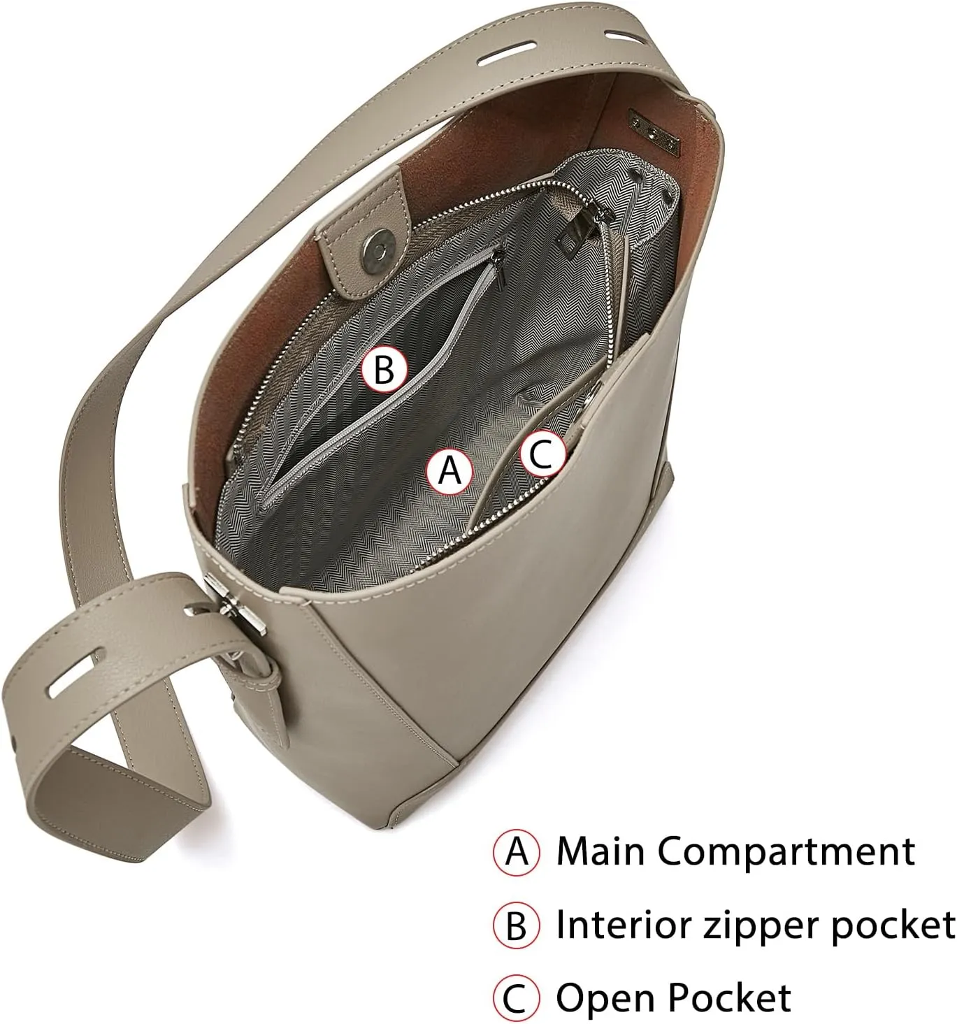 FOXLOVER Leather Bucket Tote Purse for Women Designer Tote Bag and Handbags Shoulder Bag with Pockets and Magnetic Snap