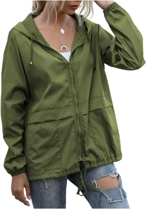FRMUIC Rain Jackets for Women Waterproof Lightweight Hooded Rain Coats for Hiking Travel Outdoor Windbreaker Travel Jacket