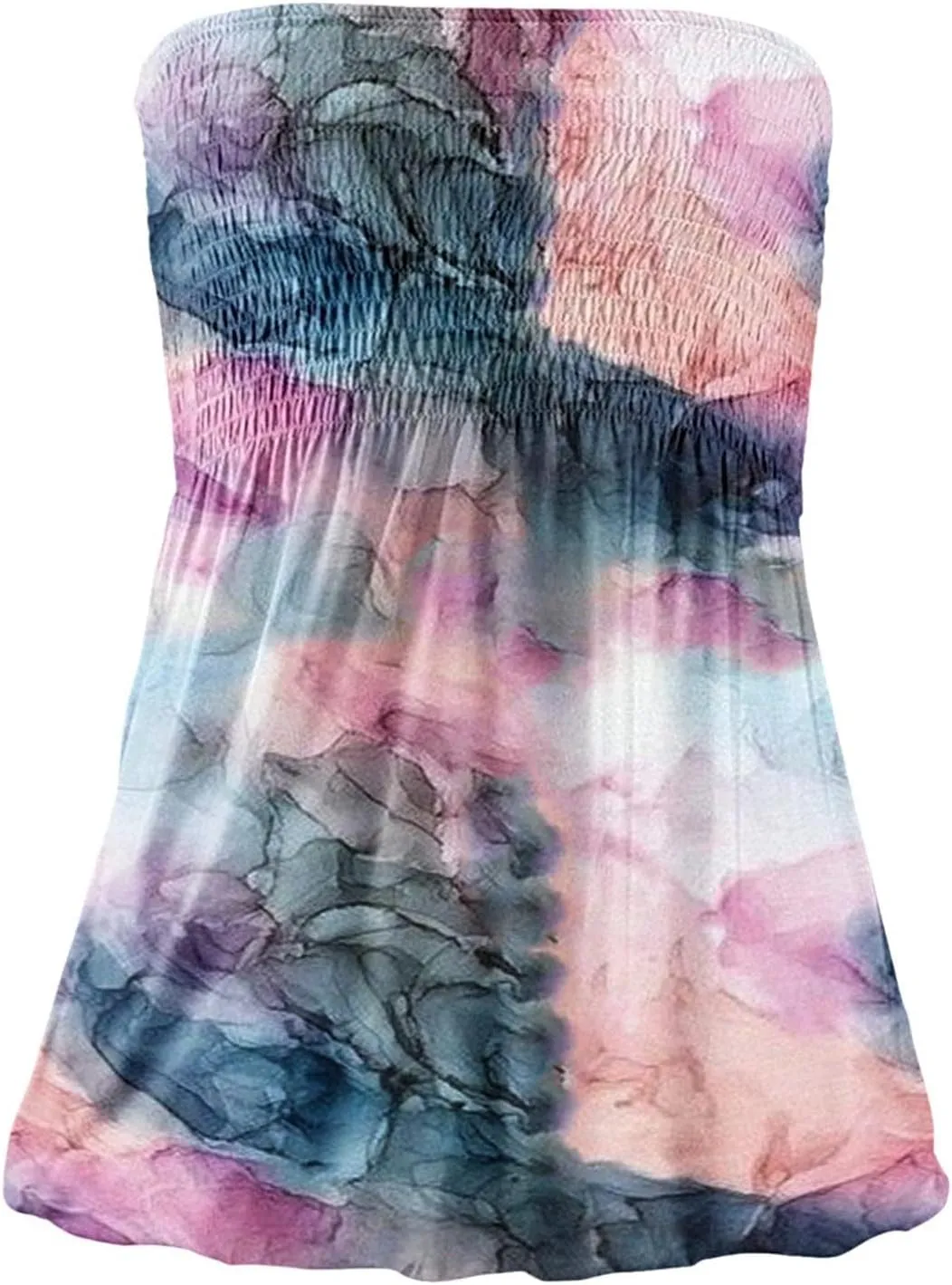 FRMUIC Womens Tube Tops Pleated Stretch Strapless Tanks Top Backless Sexy Casual Bandeau Top Summer Tunic Tanks Blouse Shirt