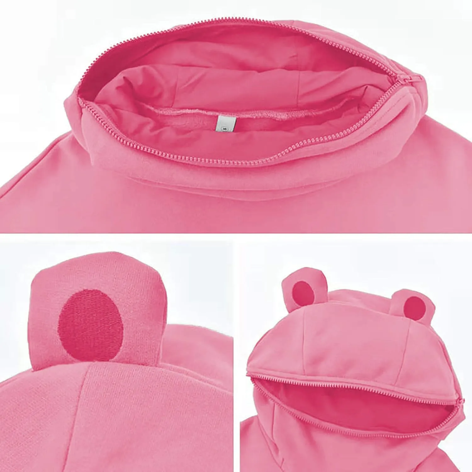 Frog Hoodies for Teen Girls Cute Hoodies Pullover Oversized Kawaii Hooded Sweatshirt Zipper Mouth Frog Hoodie for Women