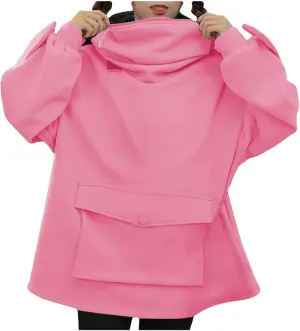 Frog Hoodies for Teen Girls Cute Hoodies Pullover Oversized Kawaii Hooded Sweatshirt Zipper Mouth Frog Hoodie for Women