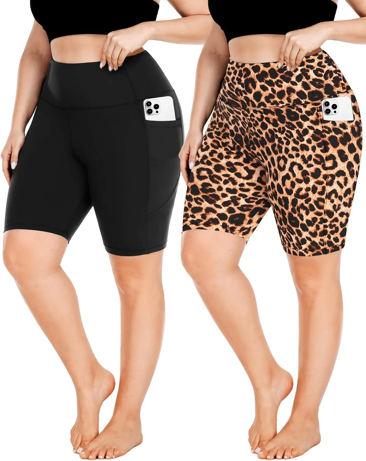 FULLSOFT Plus Size Biker Shorts for Women-High Waist X-Large-4X Tummy Control with Pockets Workout Shorts for Yoga