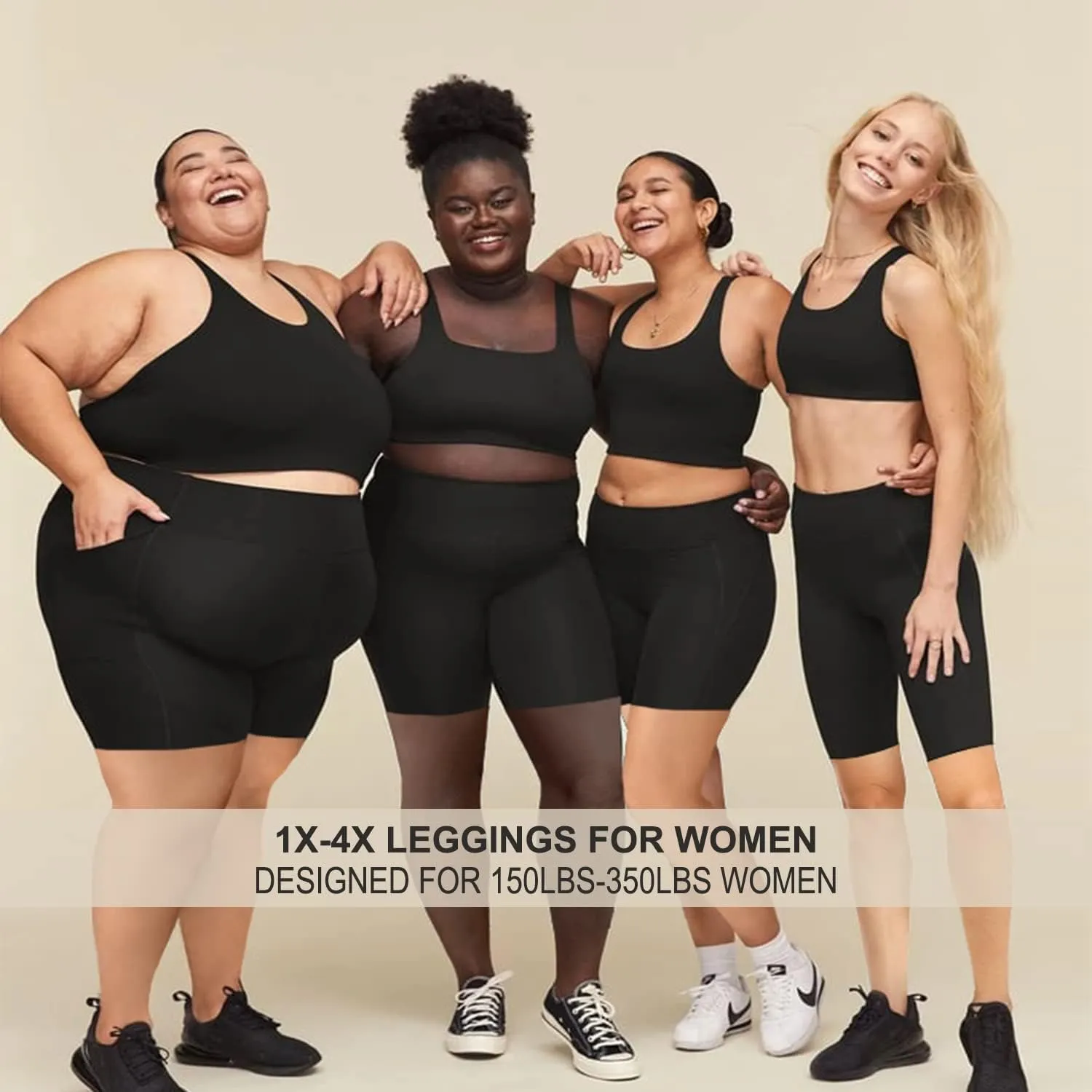 FULLSOFT Plus Size Biker Shorts for Women-High Waist X-Large-4X Tummy Control with Pockets Workout Shorts for Yoga
