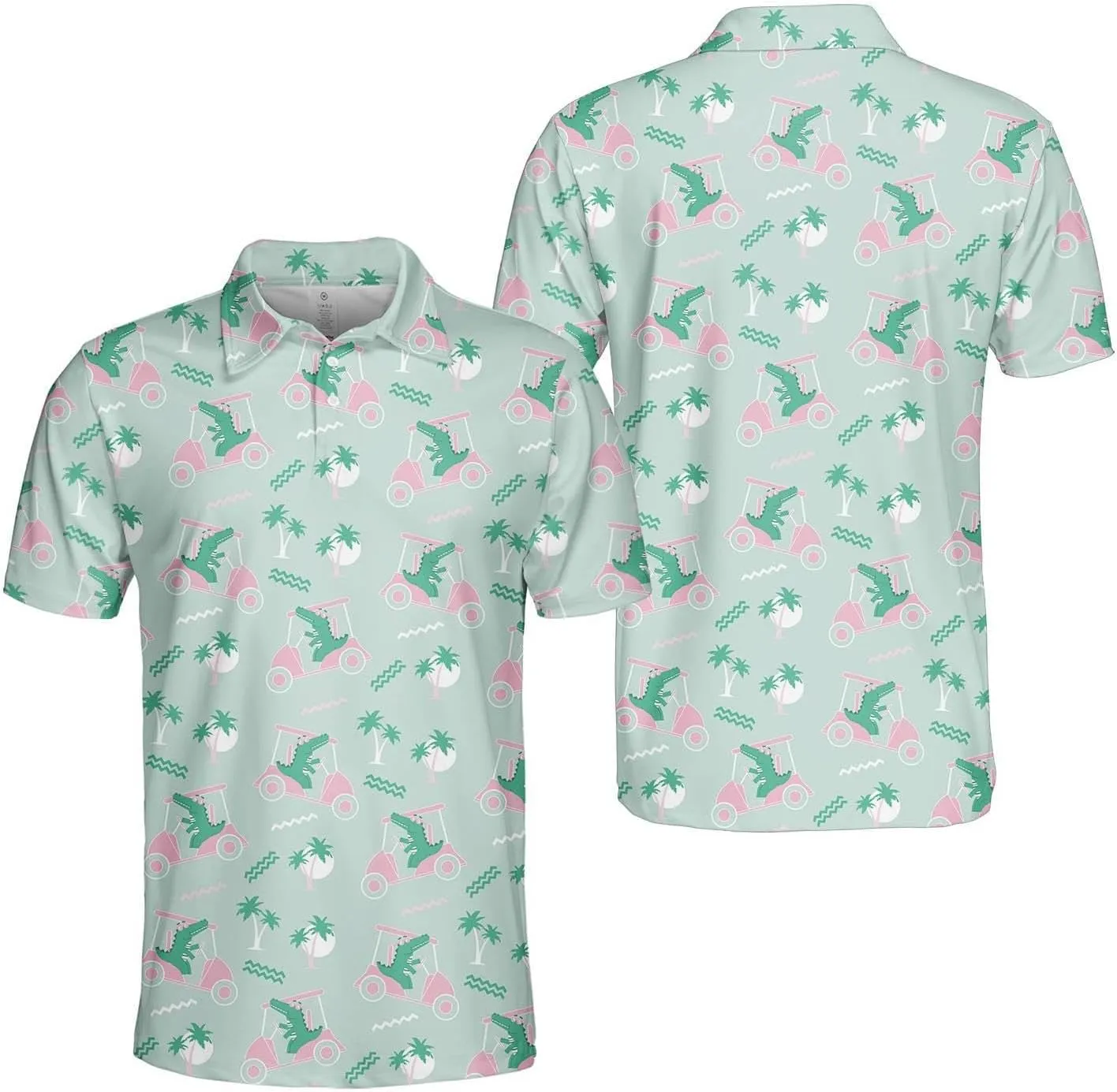 Funny Golf Shirts Skull Hawaiian Polo Shirts for Men, Crazy Golf Shirts for Men Golf Gifts Hawaiian Skull Golf Shirts