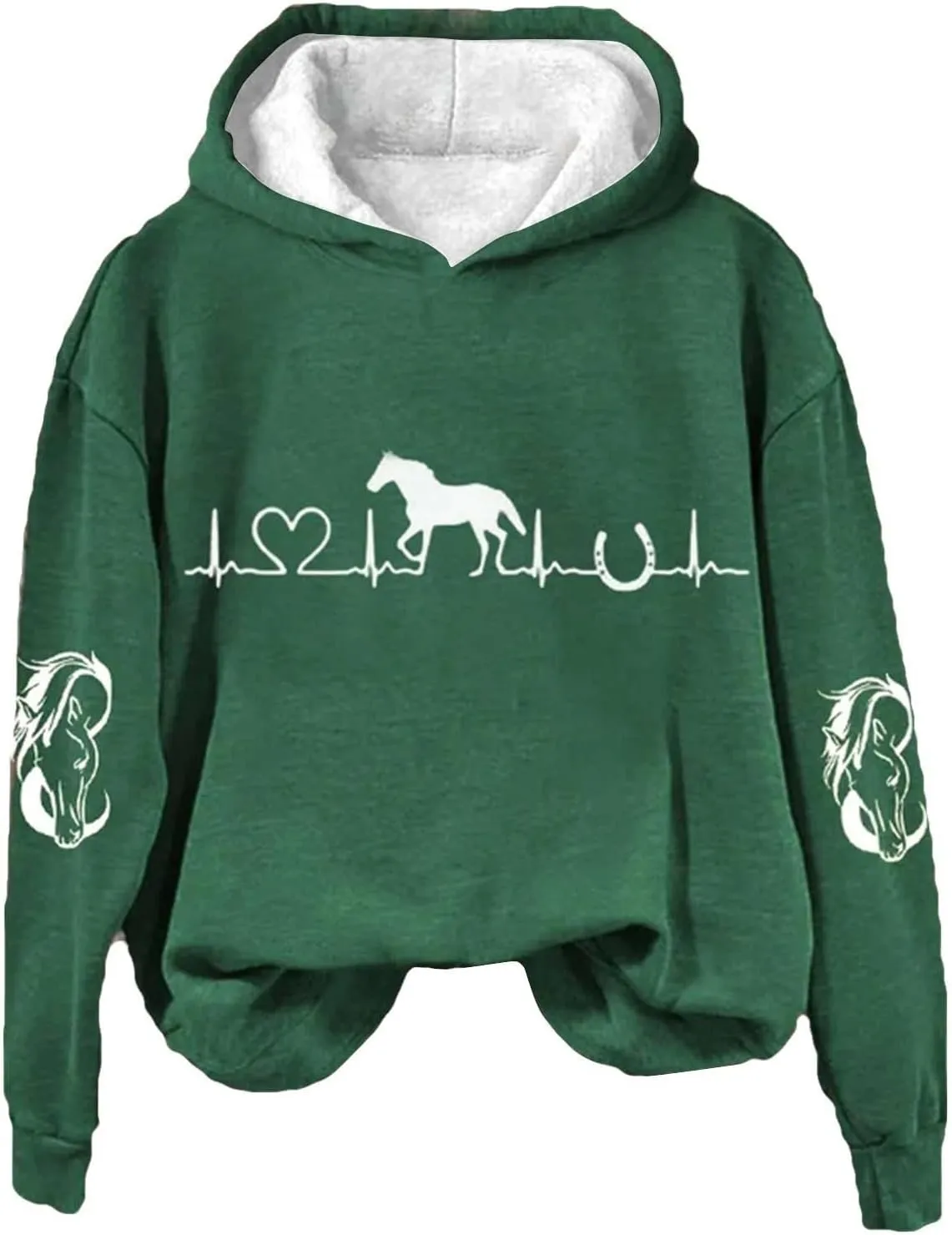 Funny Horse Hoodies for Women Fashion Printed Crewneck Sweatshirts Causal Horse Lover Sports Fall Winter Outfits