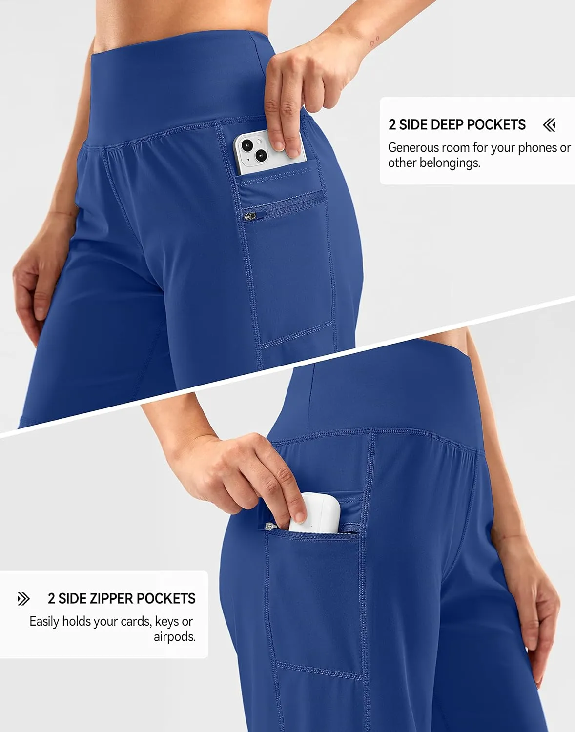 G Gradual Women's High Waisted 9" Bermuda Shorts with Zipper Pockets Athletic Workout Long Shorts for Women Knee Length