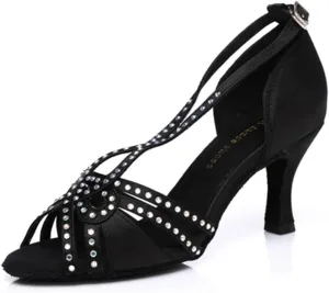 Glitter Dance Shoes for Women Rhinestones Ballroom Party Bridal Wedding Sandals
