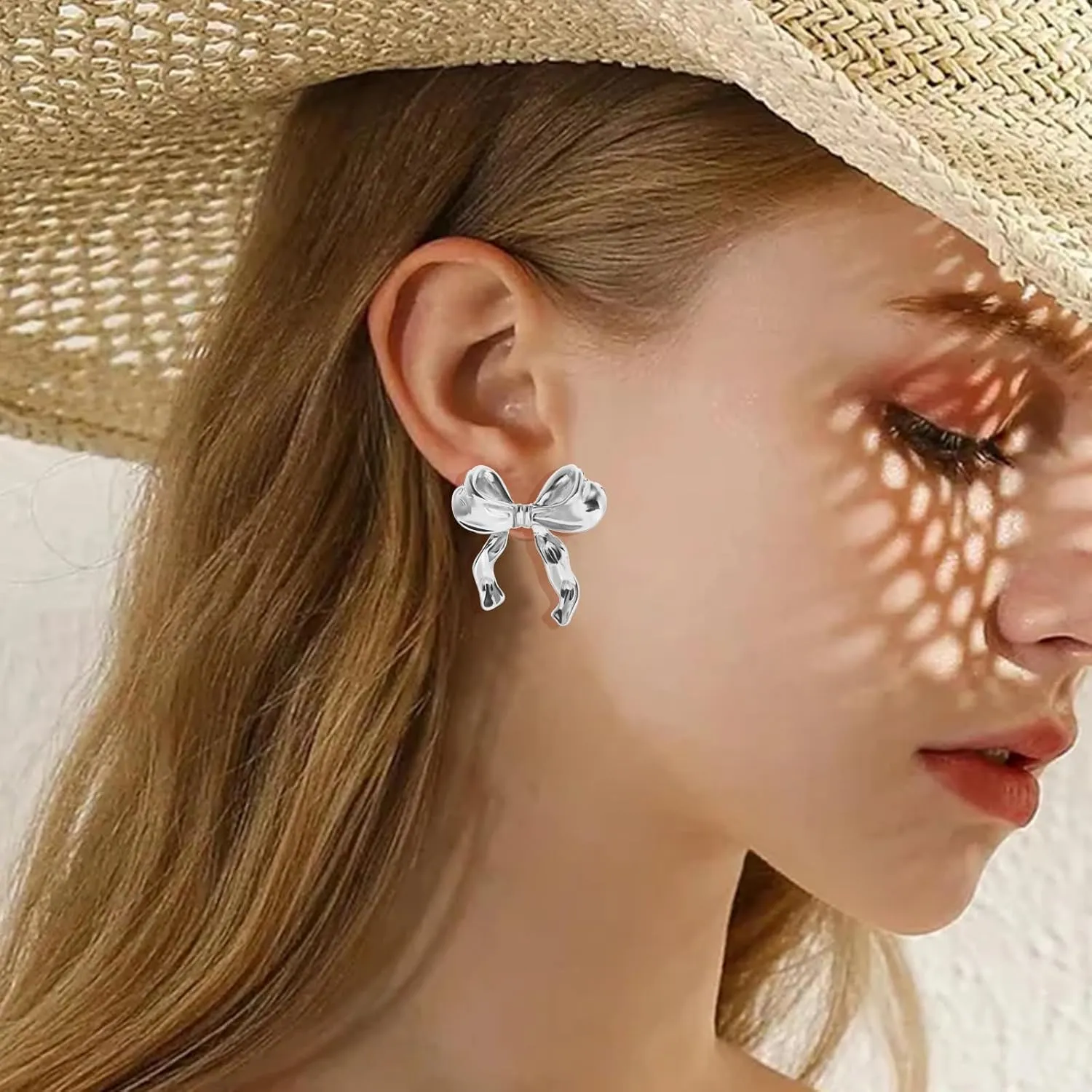 Gold Bow Earrings for Women Silver Bow Stud Earrings Ribbon Earrings Long Bow Dangle Earrings Silver Bow Jewelry Bow Earrings Gold Studs