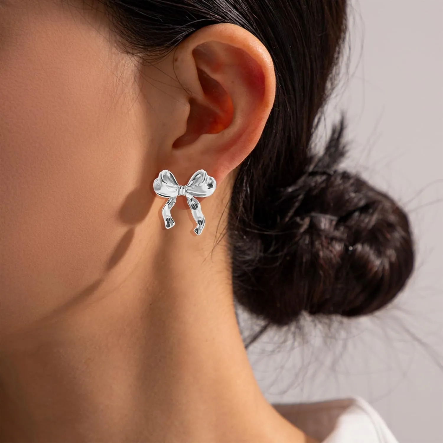 Gold Bow Earrings for Women Silver Bow Stud Earrings Ribbon Earrings Long Bow Dangle Earrings Silver Bow Jewelry Bow Earrings Gold Studs