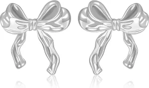 Gold Bow Earrings for Women Silver Bow Stud Earrings Ribbon Earrings Long Bow Dangle Earrings Silver Bow Jewelry Bow Earrings Gold Studs