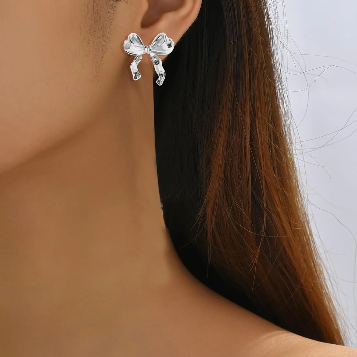 Gold Bow Earrings for Women Silver Bow Stud Earrings Ribbon Earrings Long Bow Dangle Earrings Silver Bow Jewelry Bow Earrings Gold Studs