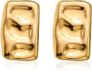 Gold Silver Big Oval Dome Circle Square Ball Wide Hoop Earrings Geometry Statement Earrings for Women Girls
