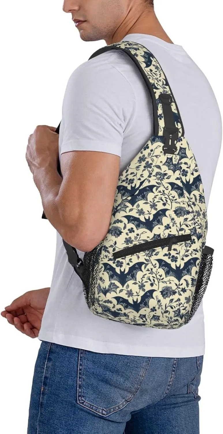 Halloween Bat Sling Backpack Hiking Backpack Crossbody Bag Sports Lightweight And Durable Chest Bag Shoulder Bag For Women Men
