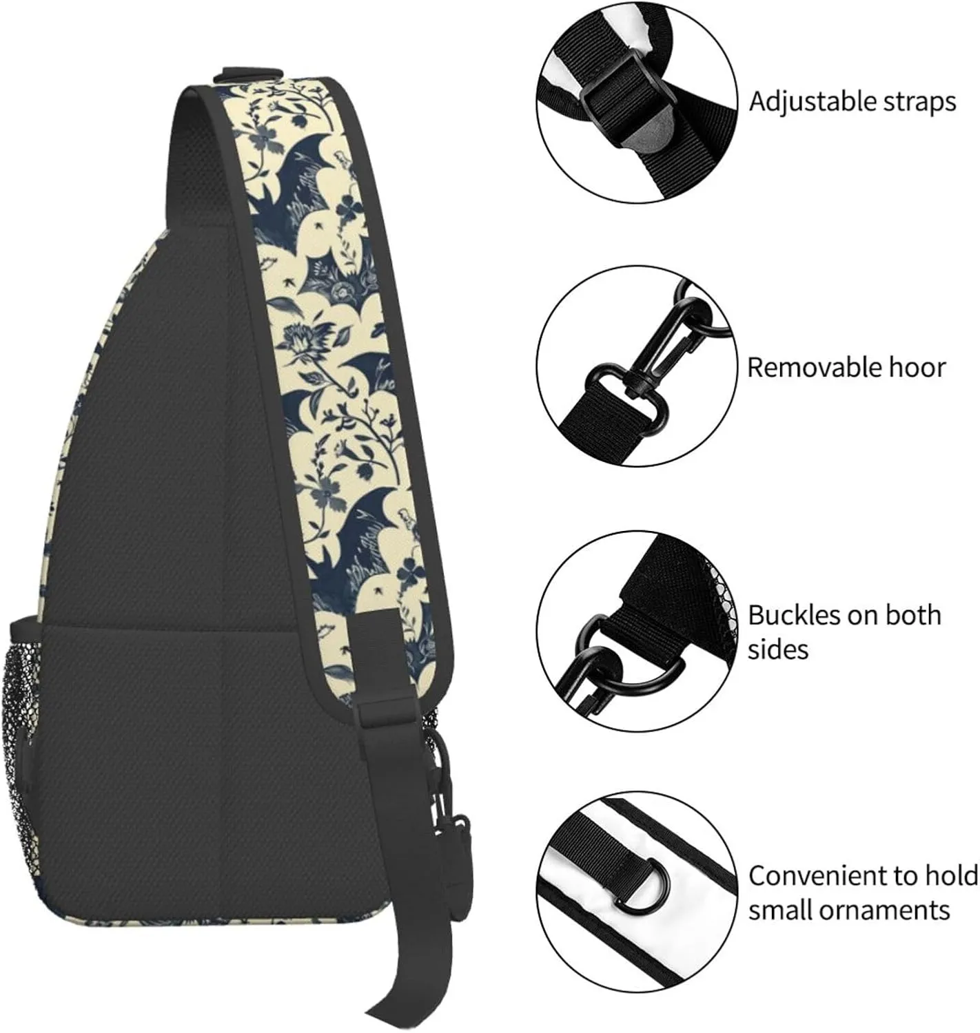 Halloween Bat Sling Backpack Hiking Backpack Crossbody Bag Sports Lightweight And Durable Chest Bag Shoulder Bag For Women Men
