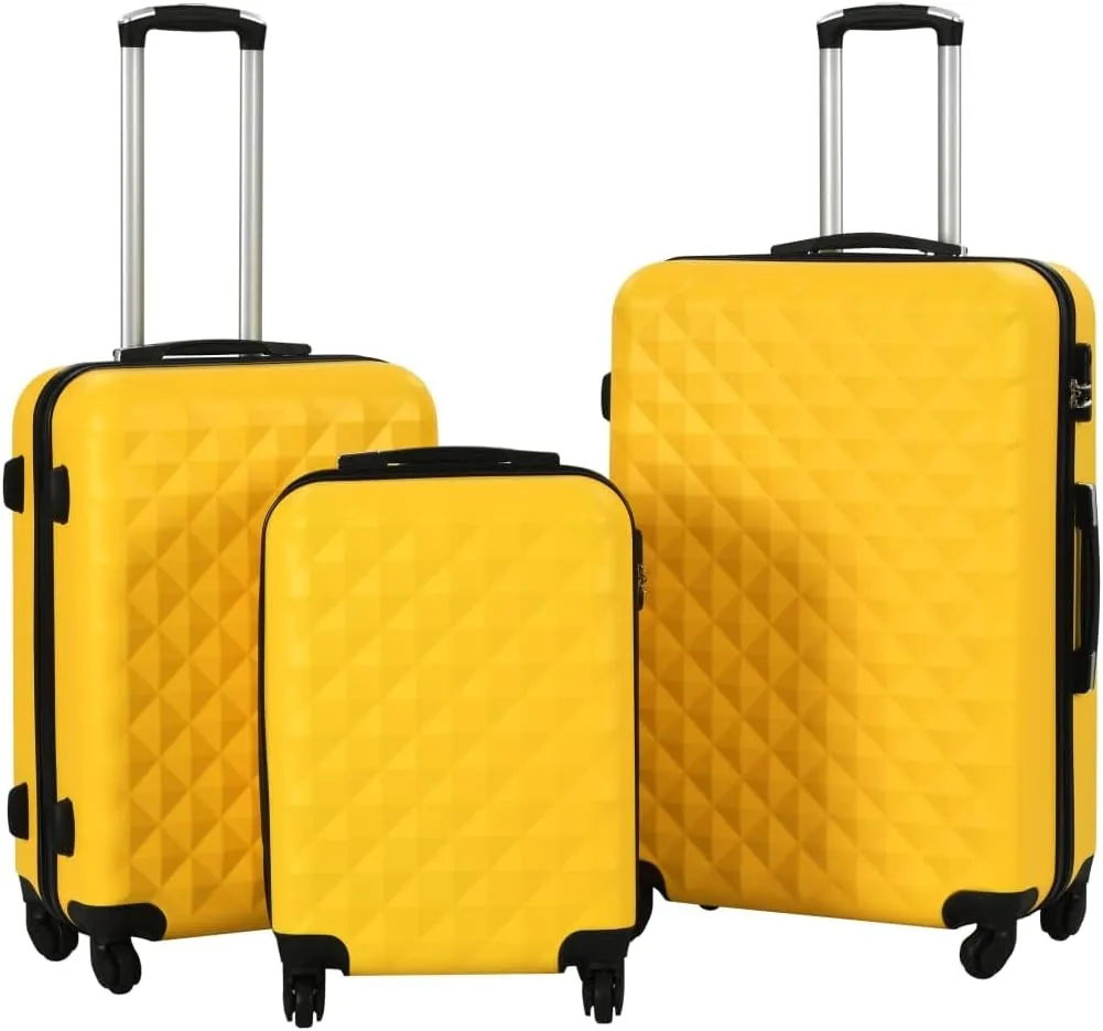 Hardcase Trolley Set 3 Pieces with ABS Material and Security Lock, Lightweight and Durable, Yellow