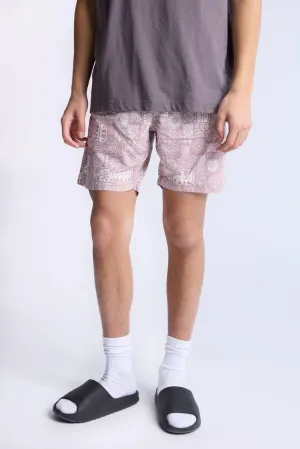Hawaiian Printed 7" Swim Shorts