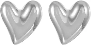 Heart Stud Earrings for Women,Gold Plated Sterling Silver Small Love Hearted Stud Valentine's Day Minimalist Jewelry Gifts