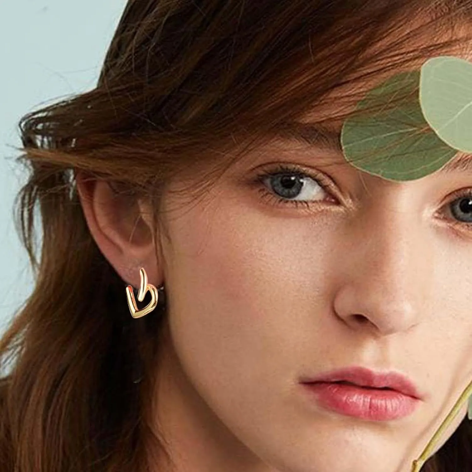 Heart Stud Earrings for Women,Gold Plated Sterling Silver Small Love Hearted Stud Valentine's Day Minimalist Jewelry Gifts