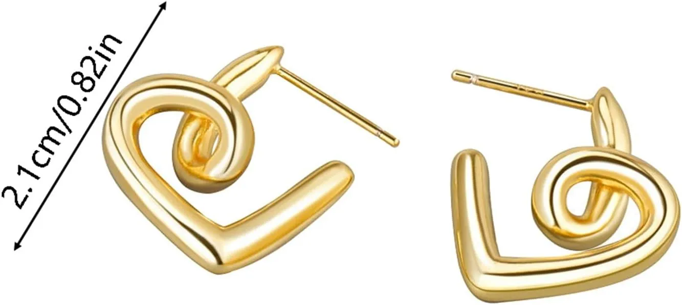 Heart Stud Earrings for Women,Gold Plated Sterling Silver Small Love Hearted Stud Valentine's Day Minimalist Jewelry Gifts