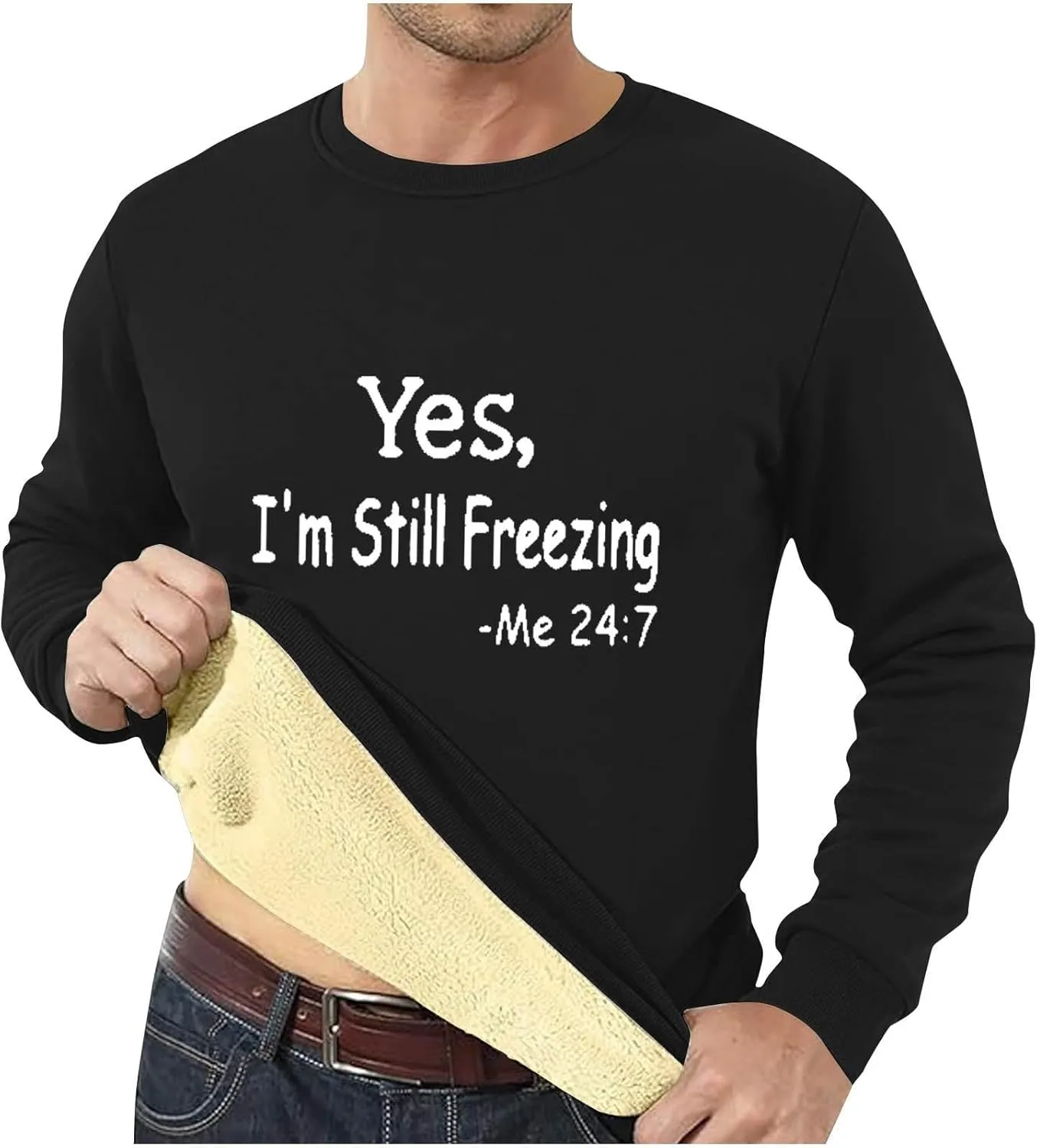 Heavyweight Sweatshirts For Men Winter Fleece Warm Pullover Tops Fashion Long Sleeve Blouse Casual Crewneck Shirts